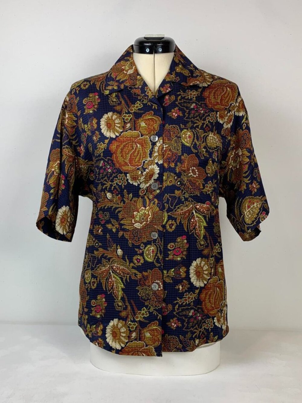 Anne Klein Multicoloured Silk Blouse with Floral & Paisley Print - Size 6/M